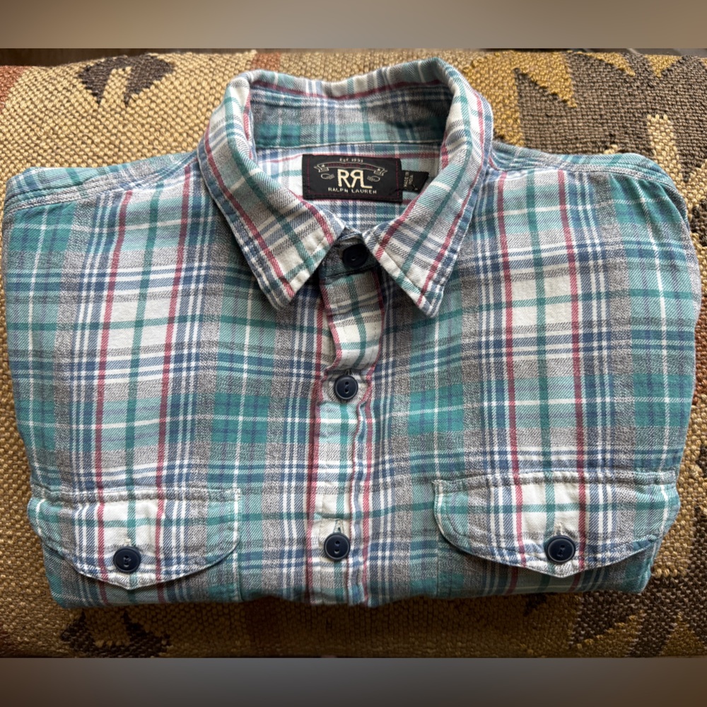 Ralph Lauren Double RL Teal Plaid Button-Down Shirt